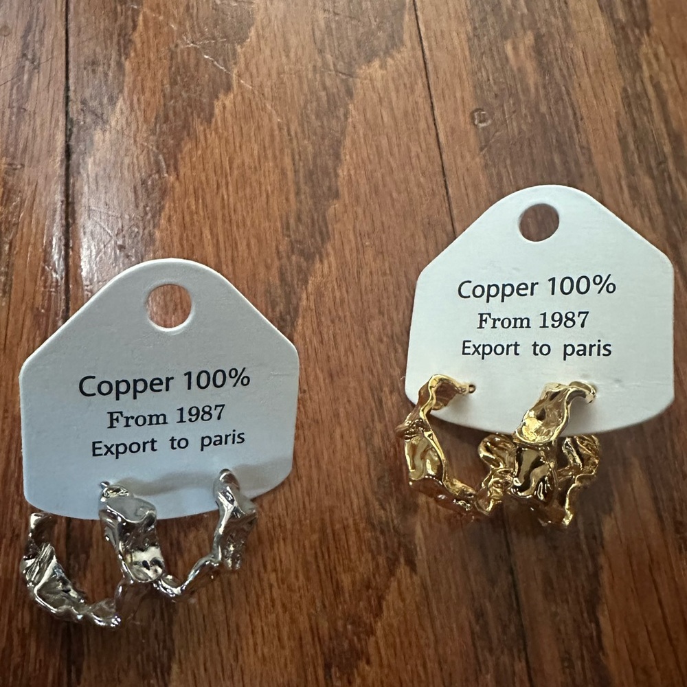 Gold and Silver Textured Earrings 2 Pairs Non Tarnishing NWT